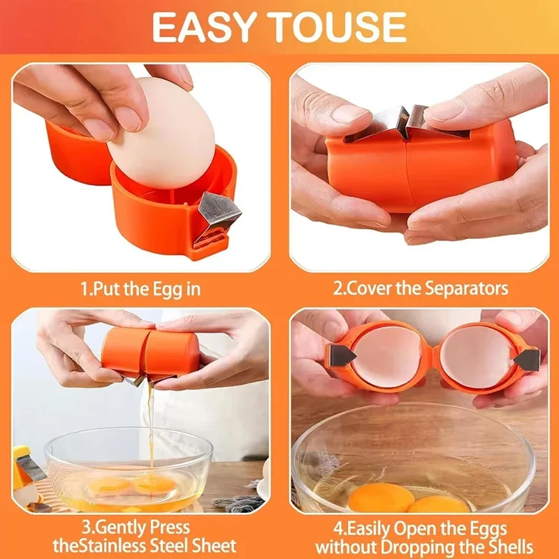 Egg Shell Opener and Cutter Egg Shell Opener Egg Cutter Cracker Gadget Handheld Eggs Breaker Household Eggs Cracker and Separator Kitchen Tools