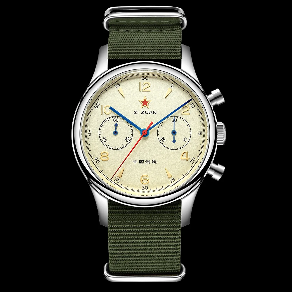 Red Star 40Mm 1963 Cronografo Orologio Da Polso Meccanico Da Uomo A Collo D'Oca Pilot St1901 Movimento Air Force Aviation Sapphire Watch