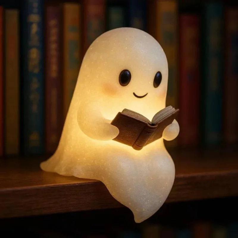 CuteGhostReadingBookLampHalloweenspookynightlightornaments