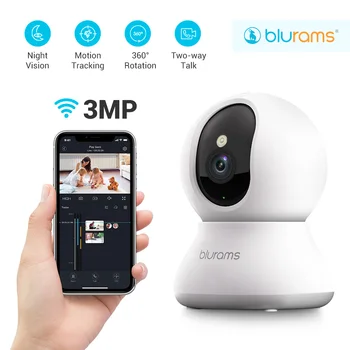 Blurams Telecamera per animali domestici 2K, 360 °   Telecamera di sicurezza interna, telecamera per cani con app telefonico, telecamere PTZ per la sicurezza domestica interna, audio bidirezionale
