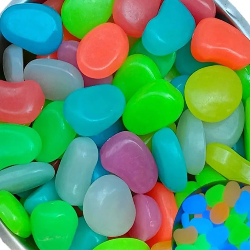 10pcs Luminous Pebbles Stone Ornaments Garden Decoration Gravel Courtyard Fish tank Glow in Dark Pebbles luminous rock