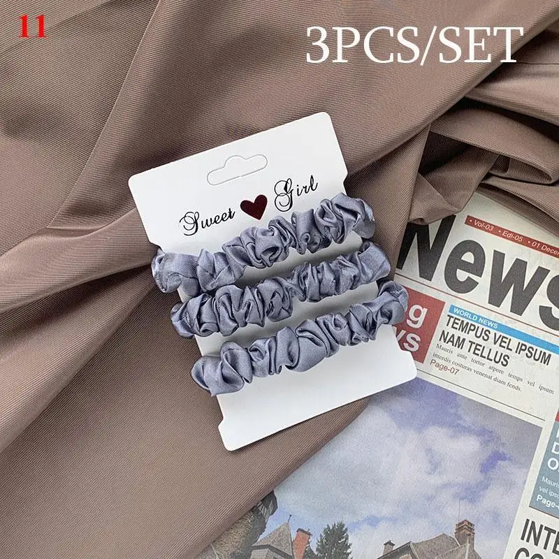 Elegant Silk Satin Scrunchies Set - 6-Piece Solid Color Hair Accessories Collection