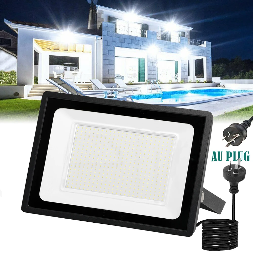 LED Flood Light 200W 300W 400W Outdoor Floodlights Lamp 220V-240V Cool White IP66 with AU Plug For Outdoor Wall Garden