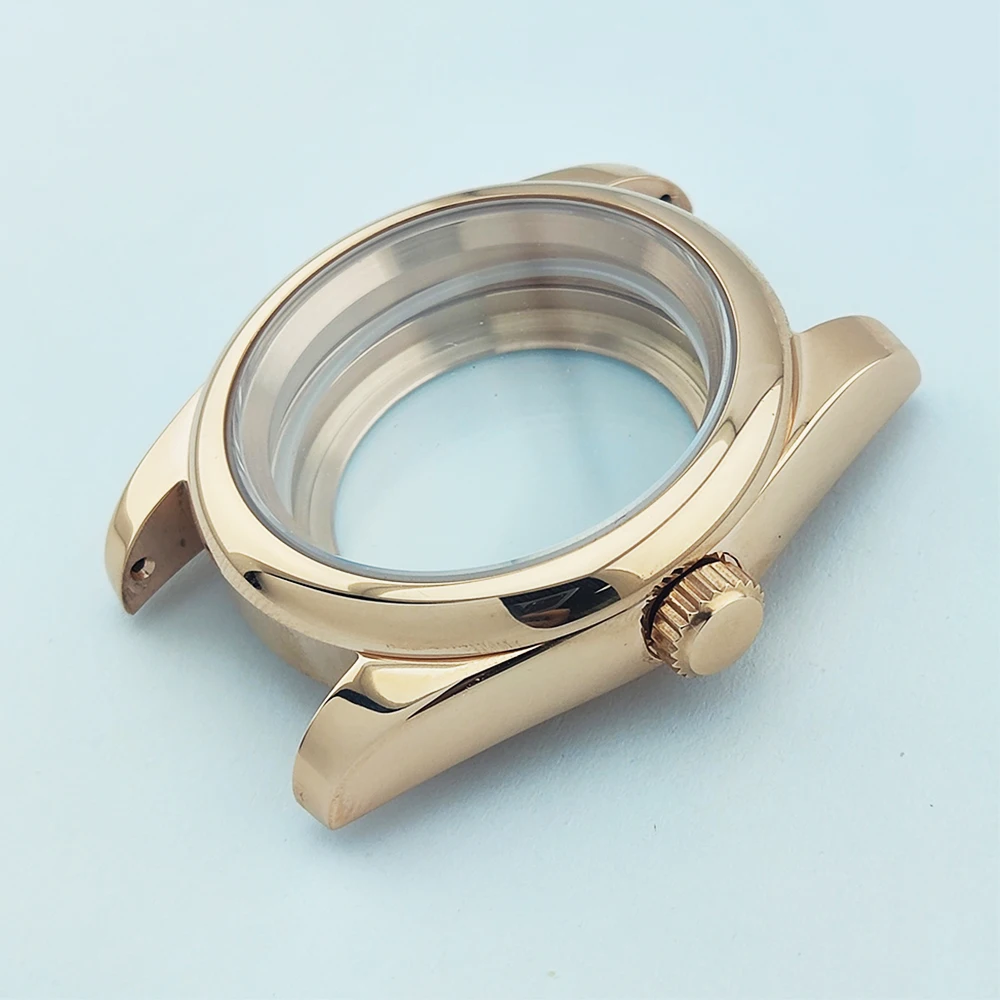 Men's Gold Watch Case with Sapphire Glass and Waterproof Design