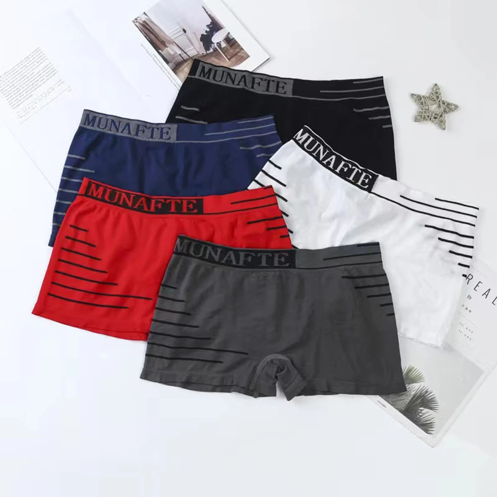 

1pc New Men's Striped Boxers Shorts Elastic Soft Middle Waist Boxer Briefs Lingerie Underwear Trunks Shorts Man Panties