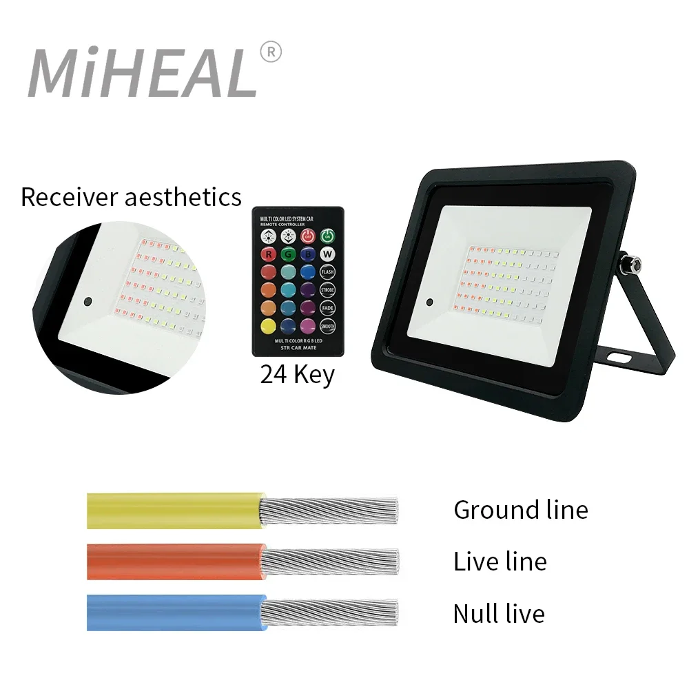RGB LED Flood Light 20W 30W 50W 100W Outdoor RGB Floodlight Spotlight IP68 LED Wall Washer Light With Remote Control