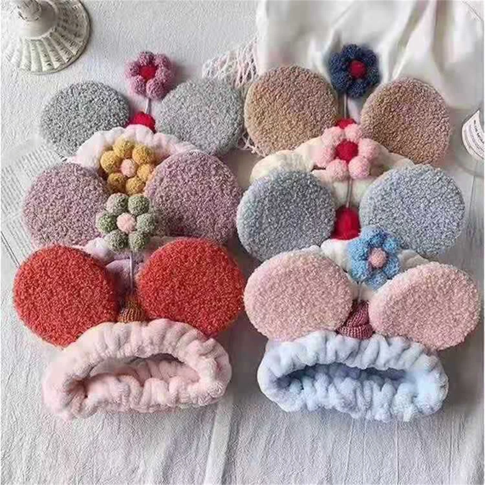 

Lovely Plush Flower Headbands Trendy Women Autumn Winter Makeup Bundled Hair Hairband Hair Accessories For Girls Headdress