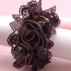 Elegant Pearl Flower Hair Scrunchie - Stylish Korean Hair Accessory (F coffee color)