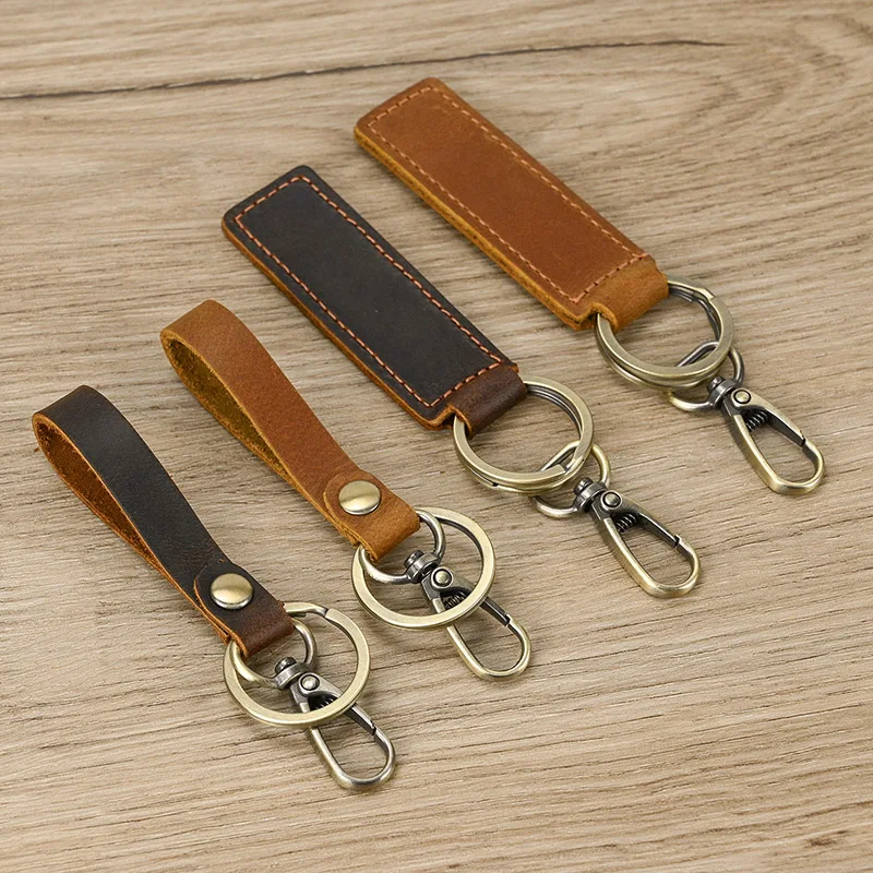 

Newsbirds crazy horse leather key ring genuine leather soft cowhide key chains for men keychain krings wholesale 10 pcs per lot
