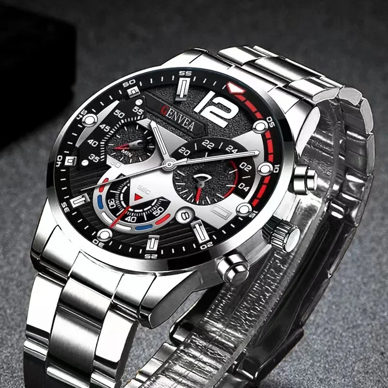 Fashion Mens Stainless Steel Watches Luxury Quartz Wristwatch Calendar Luminous Clock Men Business Casual Watch Reloj Hombre