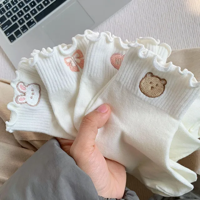 2 Paia Calzini Donna In Pizzo Bianco - Volant Eleganti Per Feste - Foto 3