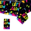 Let's Glow In The Dark Party Decorations Disposable Tablecloth Neon Party Tablecloths Glow Table Covers Birthday Party Supplies 1