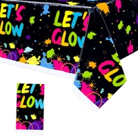 Let's Glow In The Dark Party Decorations Disposable Tablecloth Neon Party Tablecloths Glow Table Covers Birthday Party Supplies 1