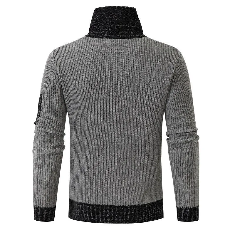 New Winter Men\'s High-neck Sweater Knitted Top Retro Slim Fit Pullover Clothing Korean Fashion Men\'s Street Clothing