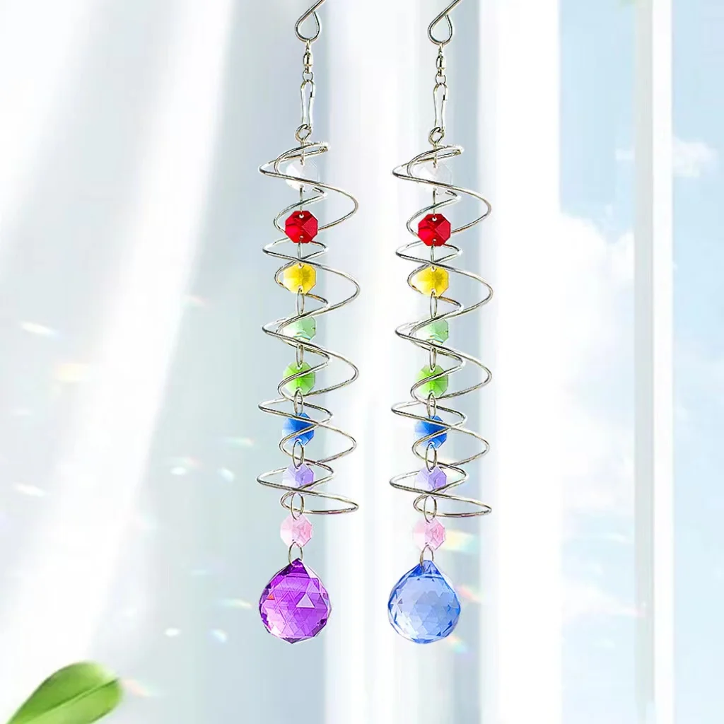 

Double Helix Tail Spinning Mobius Ring Eternal Gaze Crystal Ball Rainbow Sun Catcher Garden Hanging Decoration Swivel Hook Gift