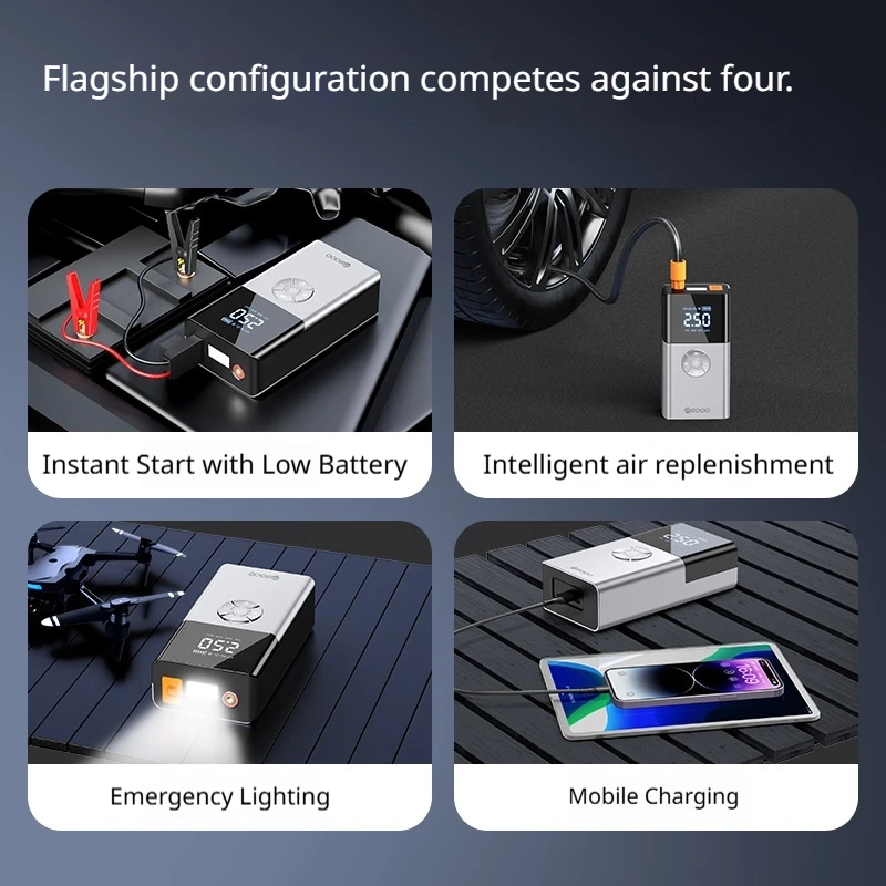 Car Emergency Jump Starter With Portable Tire Inflator And Ignition Function 12v Booster Car battery Air Pump Electric
