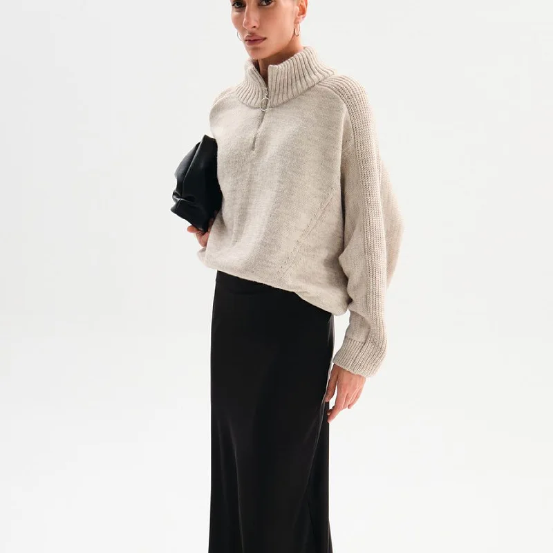 

Spring and autumn new women's knitted loose zipper coat sweater woman