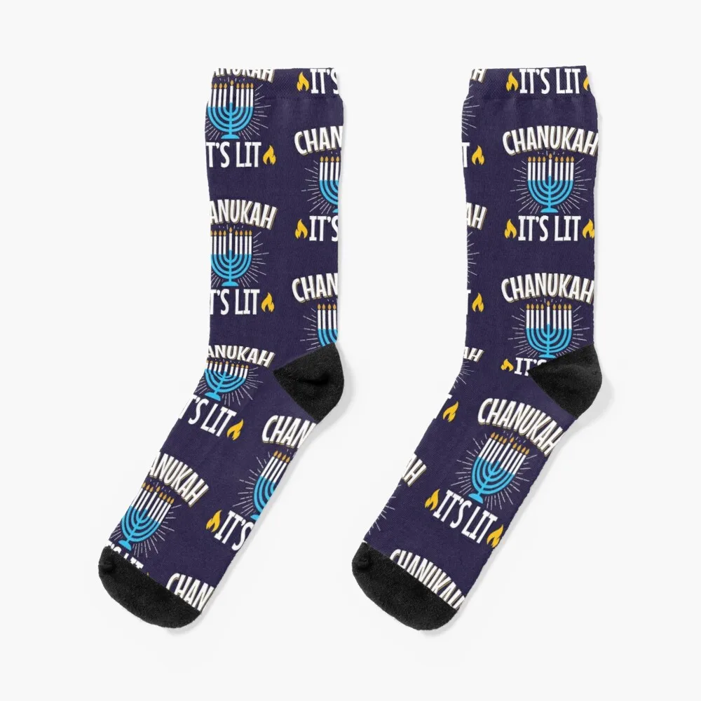 Chanukah It's LIt Menorah Hanukkah Socks Sport Man Sock