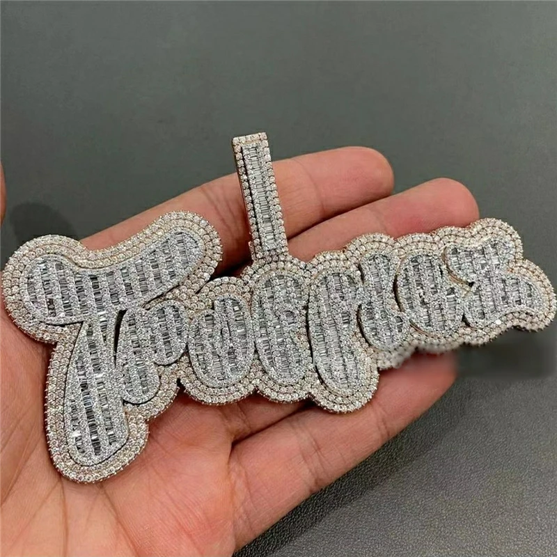 JEWE Hip Hop Iced Out Customized Chain Initial Pendant For Men Custom Necklace Pass Diamond Test Vvs Baguette Moissanite Chain customized csk iva ultrasonic comparison test block nbt47013 2015 jbt 4730 2005