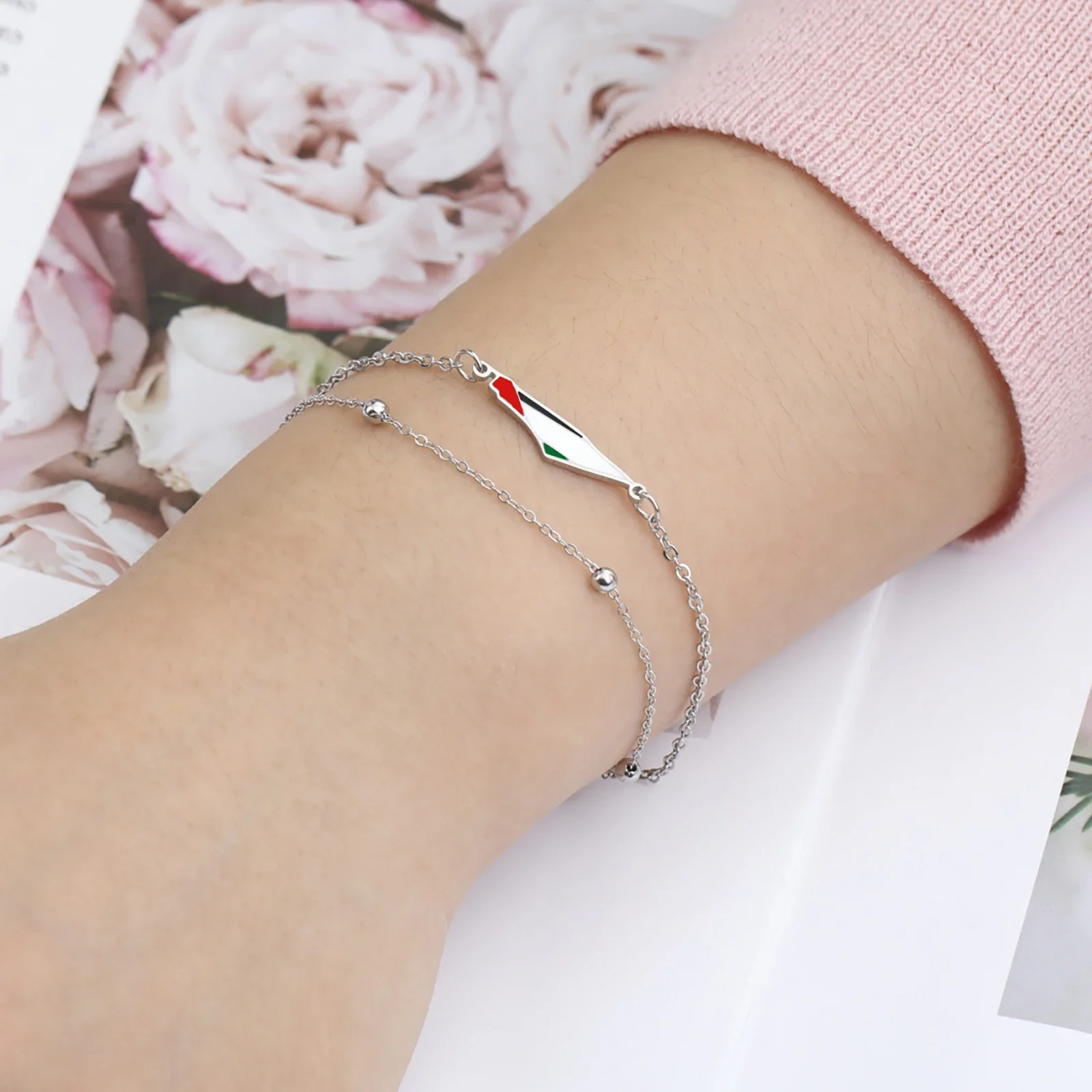 Bracciale Palestina D'origine - Mappa Con Bandiera Per Uomo E Donna