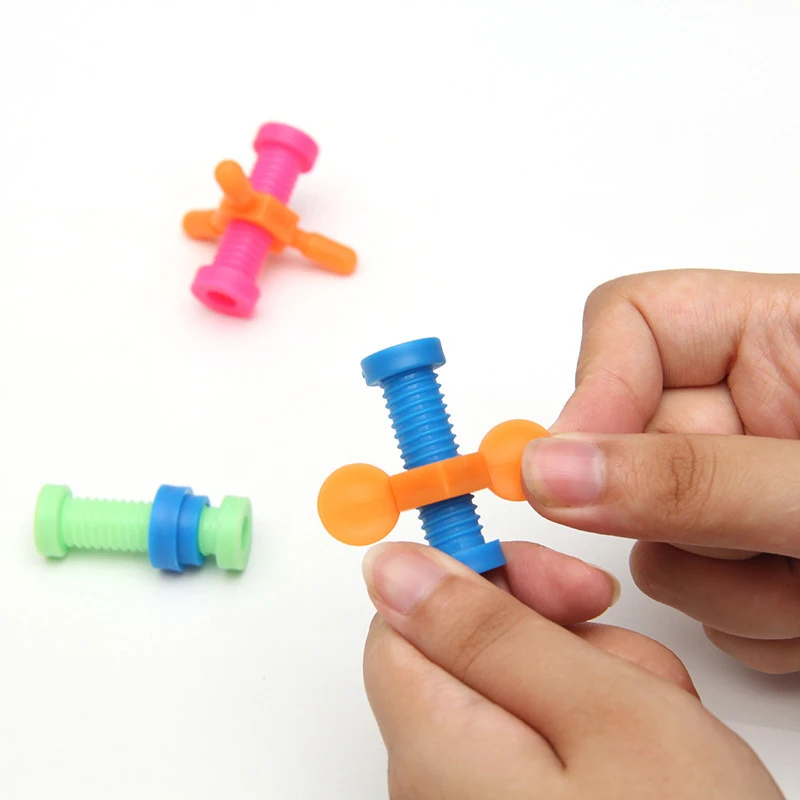 3Pcs Creative Screwing Building Blocks Toy Funny Children's Puzzle Toys Plastic Insert Nut Shape Boy Girls Holiday Birthday Gift