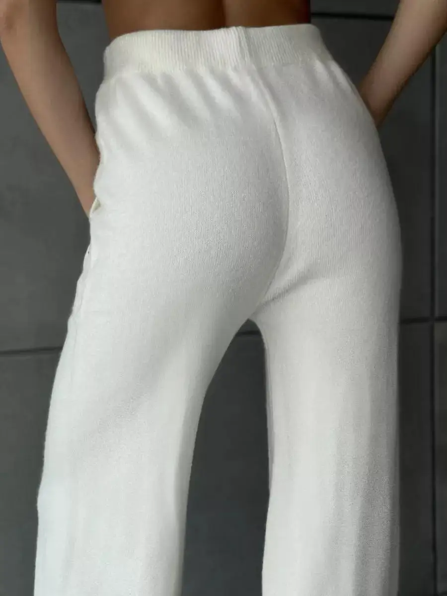 Knit Zipper Women's Pants Sets For Women Slim Lapel Long Sleeve Pullover And Patchwork Straight Legg 2 Piece-Set Winter