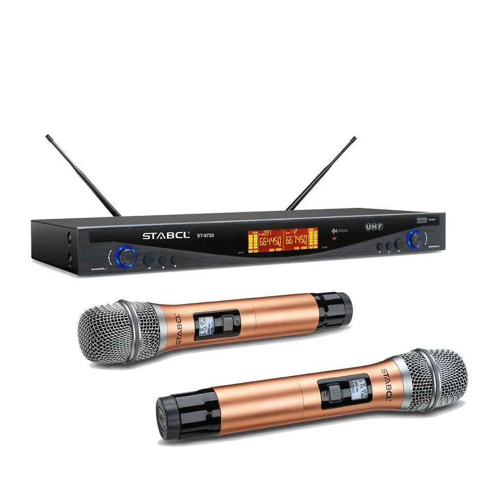 

ST-9720 UHF Беспроводная микрофонная система для караоке 2 ручной беспроводной микрофон