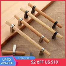 

Wooden Wardrobe Drawer Handle Cupboard Door Knobs Nordic Solid Wood Zinc Alloy Base Kitchen Cabinet Hardware Pulls for Furniture