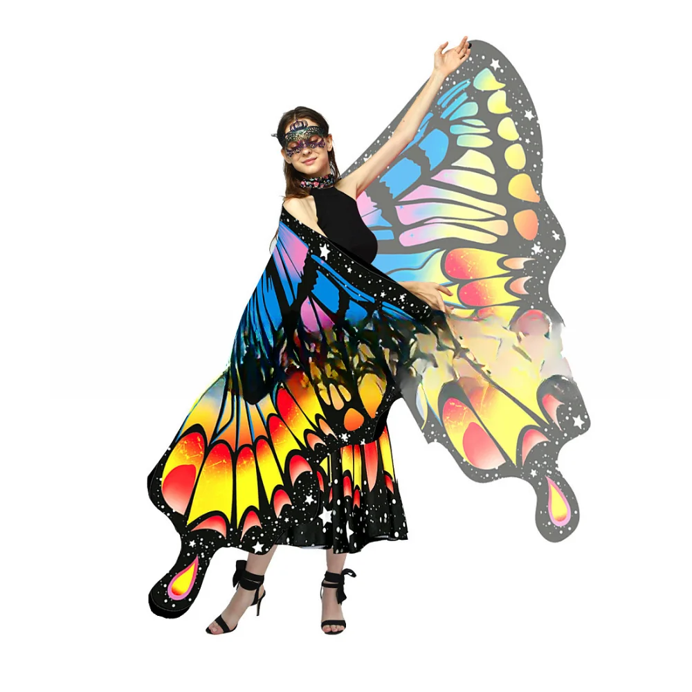 Mantello Da Farfalla Per Bambine, Costume Fata Con Ali, Maschera E Copricapo, Travestimento Per Halloween E Festa