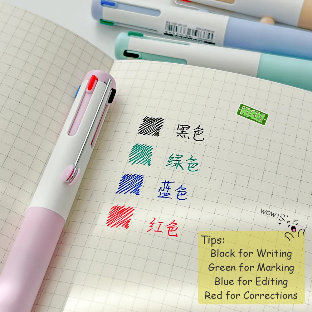 1Pcs 4-in-1 Colorful Gel Pens 0.5mm Smooth & Quiet Quick-Dry Writing Pen for  Learning Office Drawing Journaling - 4