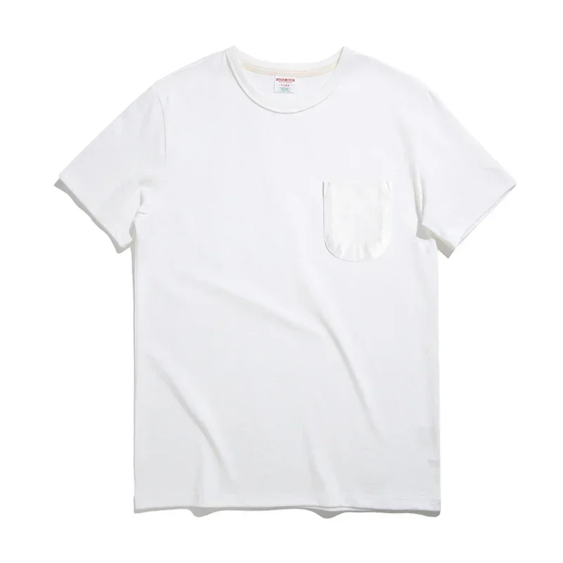 Saucezhan Tops & Tees Men's T-shirt Thick Shirts for Men Solid Color Double-woven fabric Short Sleeve Anti-deformation 340g 5