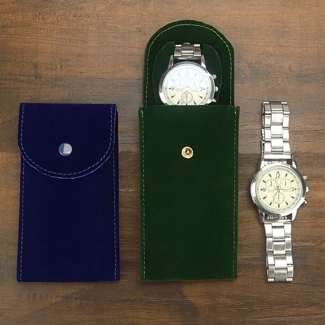 Bársony Snap Órás Táska Tasak Szervező Flanel Óra Védő Tok Ring Ékszer Órák Ajándék Tároló - Image 3