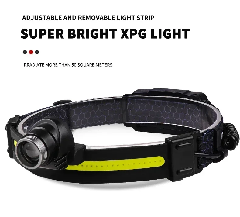 LED-Scheinwerfer Sensor Scheinwerfer mit eingebauter Batterie kopf Taschenlampe USB wiederauf ladbare Arbeits scheinwerfer Scheinwerfer super helle Taschenlampe – Detail 7