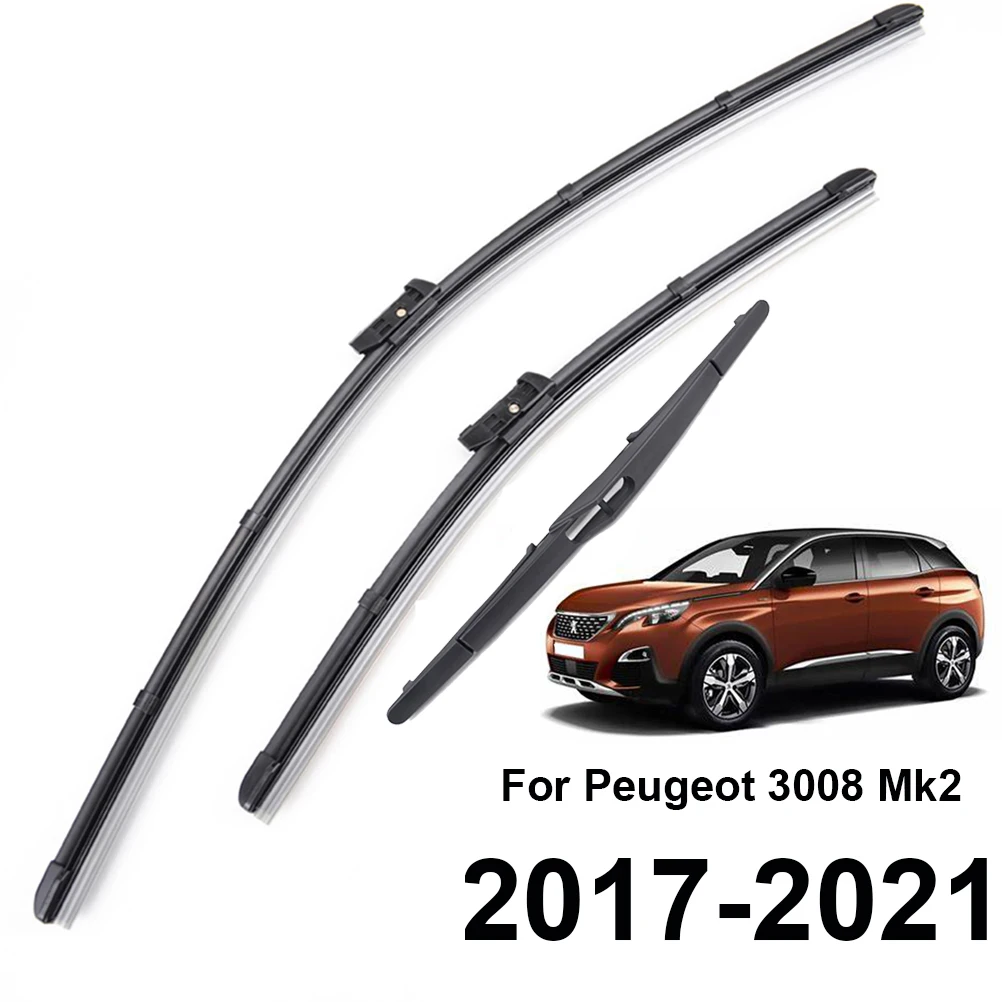Windscreen Windshield Wiper Blades Set Front Rear Window Kit For Peugeot 3008 MK2 2017 2018 2019 2020 2021 Wipers 28" & 16"& 12"