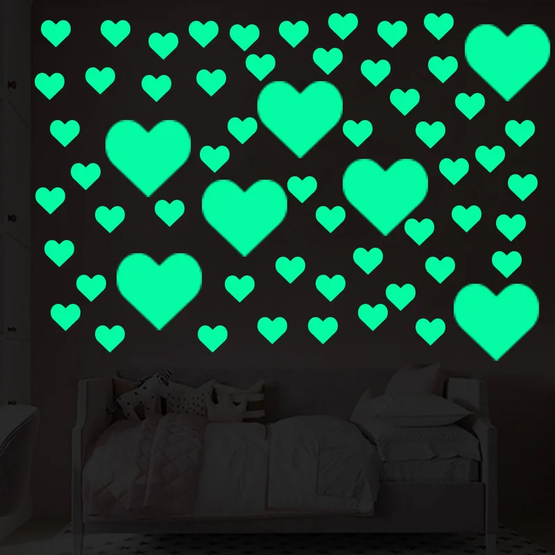 Love Nightlight Sticker Heart Shaped Sticker Bedroom Wall Cute Creative Decoration Fluorescent Luminous Wall Sel luminous wall stickers fluorescent stickers