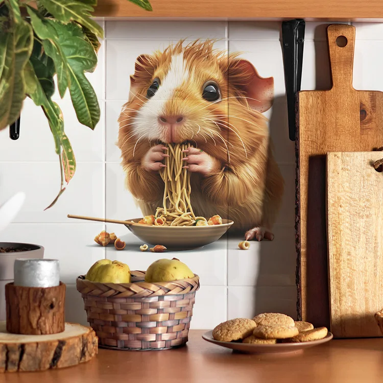 Cartoon Hamster essen Nudeln Wanda uf kleber für Küche Restaurant Dekoration Wandbild Raum schrank Wohnkultur selbst klebende Abziehbilder – Detail 6