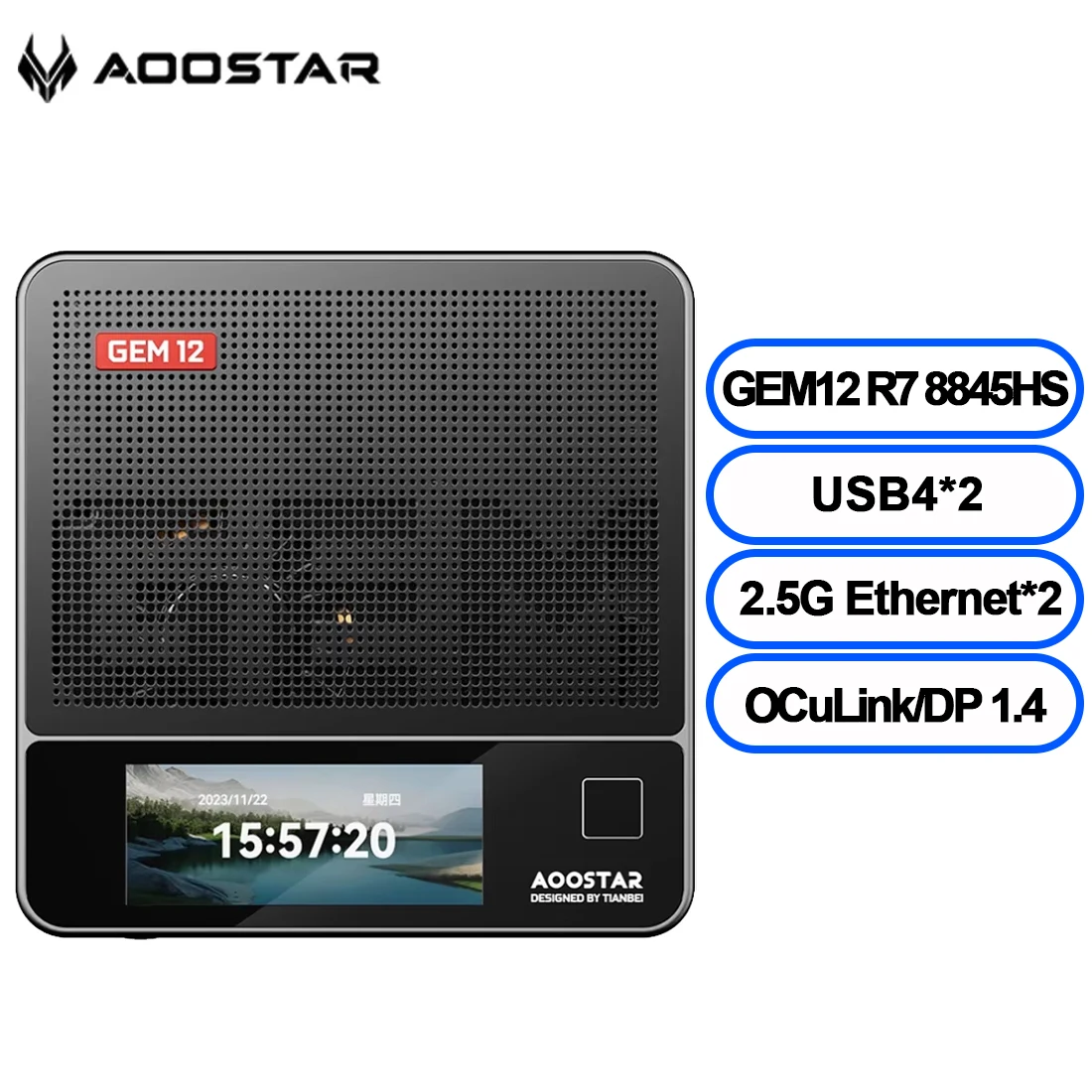 AOOSTAR GEM12 PRO MAX Mini PC R7 8845HS Dual Channel DDR5 5600MHz