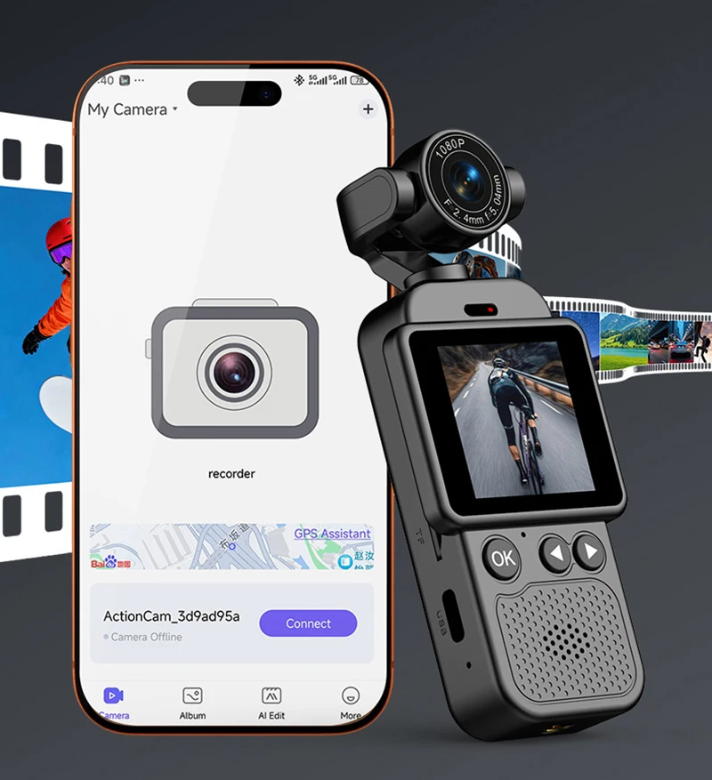 360 ° Action Camera Handheld  Panoramic Shooting Sports Camera Hanging On Chest Wifi Vlog Cycling Travel Bicycle Recorder - 4