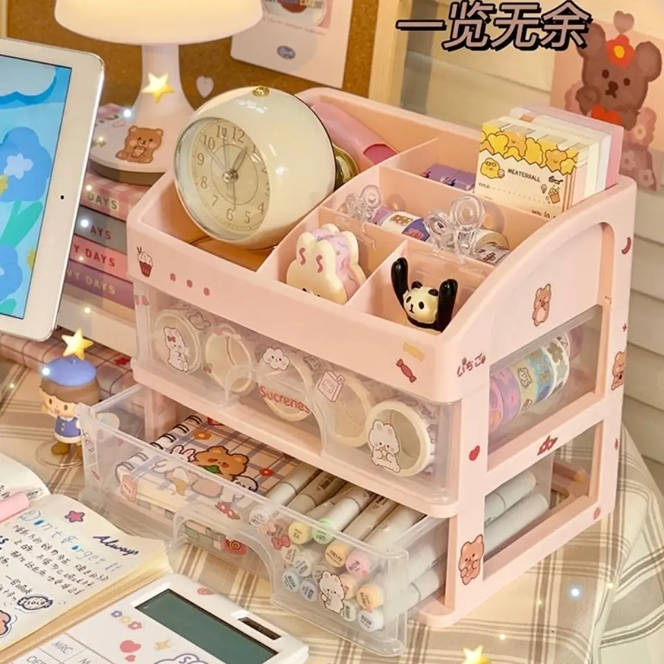 Plastic Minimalist Transparent Drawer Storage Box Cosmetics Sorting Box Makeup Student Dormitory Desktop Storage Rack