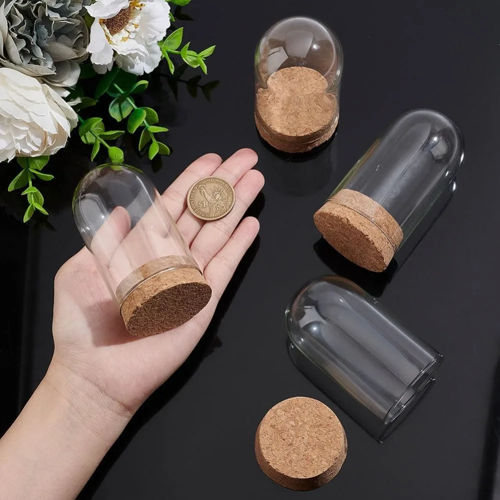 Small Glass Bottles Dome Decorative Jars Display Case for Flower Storage Home Christmas Party Favor Decoration 1.85x3.35inch