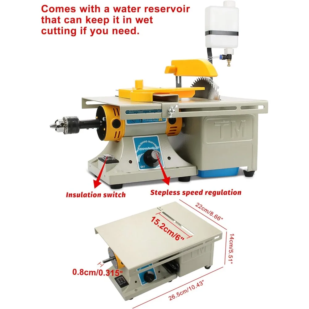 Lapidary Equipment DIY Jewelry Lapidary Saw for Cutting Rocks, 110V Mini Table Saws Grinder Polishing Machine 0-10000r/min