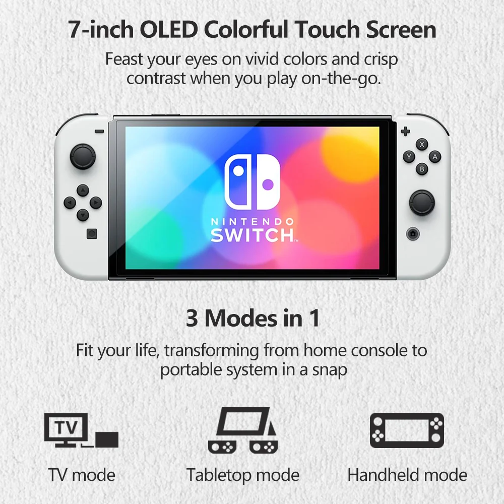 Nintendo Switch Oled Model White Set 7 Inch Colorful Screen Joy‑con Handle  Enhanced Audio Adjustable Console Stable Tv Mode - Handheld Game Players -  AliExpress