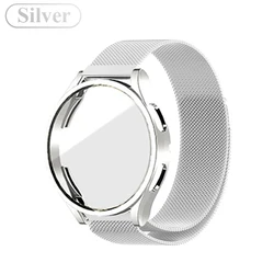 Premium Metal Milanese Magnetic Loop Watch Band - Universal Fit, Stainless Steel Replacement Bracelet for Watch Active (Silver Strap Set)