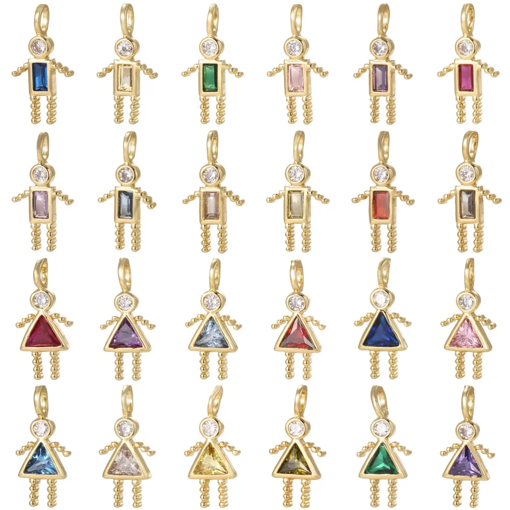 3 Stück süße Dezember Geburtsstein Junge und Mädchen Charms Anhänger böhmischen Stil goldene Charms für Schmuckherstellung Halskette Armband – Detail 10