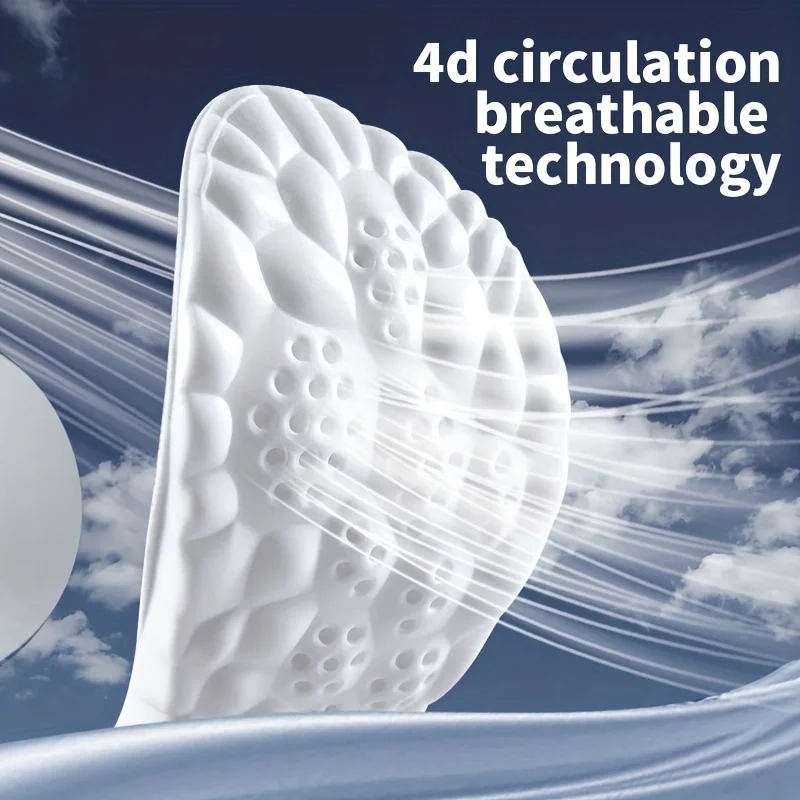 4D Sport Insoles Soft Breathable High-elasticity Shock Absorption Running Shoe Pad For Men Women Latex Massage Insole sport insoles