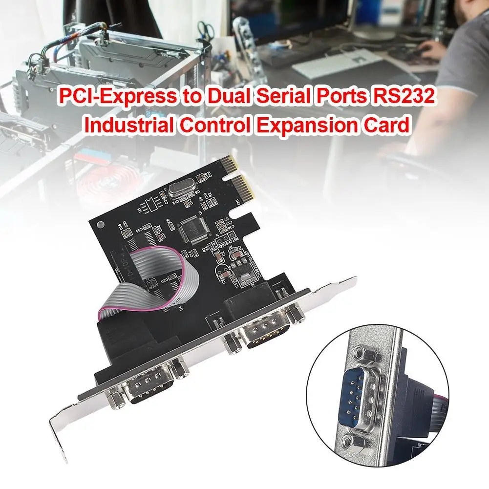 PCIe Serial Expansion Card PCI-Express to 2 Serial Ports COM Adapter for Windows