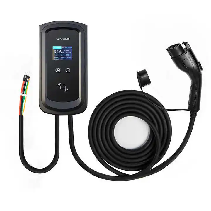 

AC ev charger 32A 1 phase 3 phase 7kw 11kw 22kw ev charging station Type 2 with 5m cable car charger for electric car