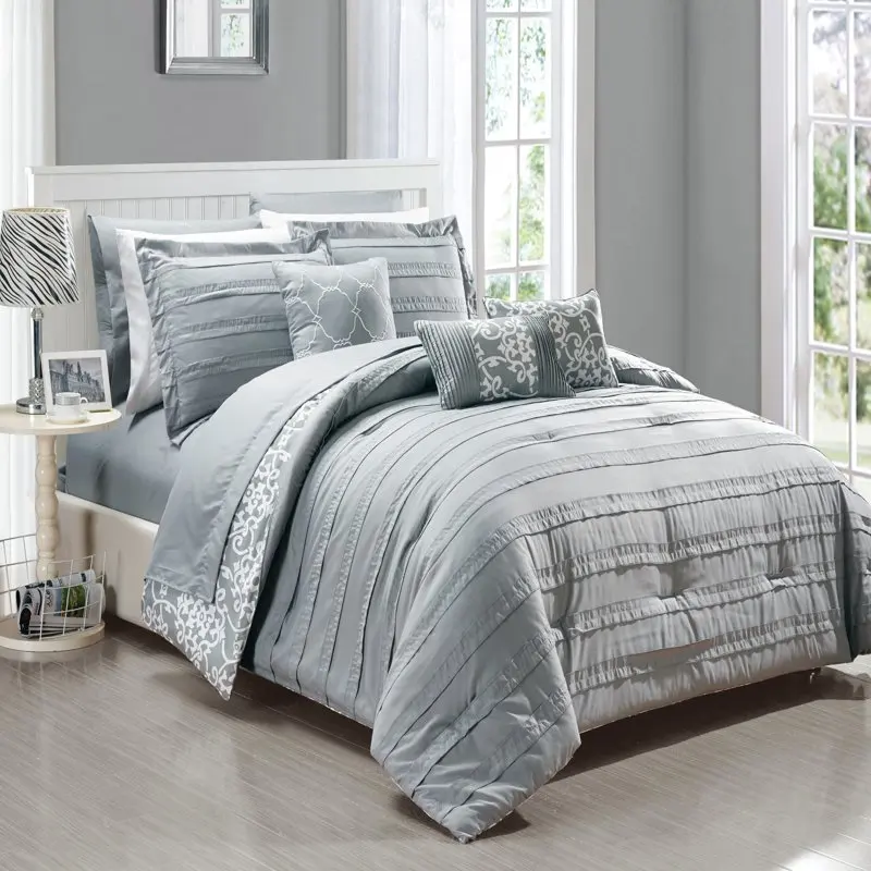 

10 Piece Bed in a Bag, Queen with Comforter, Sham, Breakfast Cushion, Square Cushion, Flat Sheet, Fitted Sheet, Pillowcase