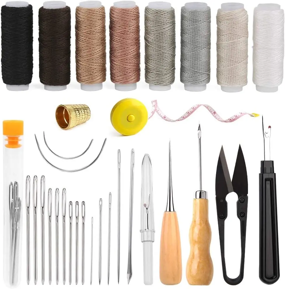 KRABALL Leather Working Tool Sewing Kit With Wax Thread Steel Needles Awl  Repair for Beginners and Professional Sewing Kit - AliExpress