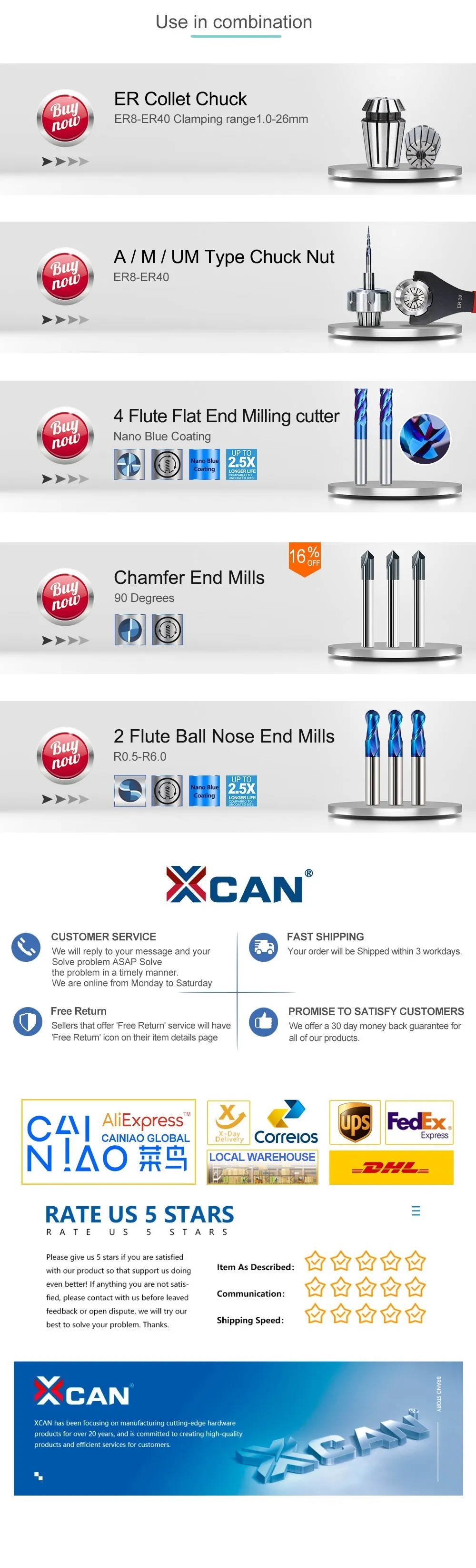 XCAN Fräser 1-12mm Zwei Flöten Hartmetall-schaftfräser TiCN Beschichtet Flachschaftfräser CNC Maschine Fräser CNC Schneidwerkzeuge – Detail 4